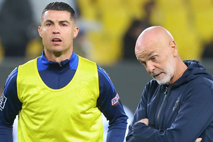 Cristiano Ronaldo và HLV Stefano Pioli ở Al Nassr
