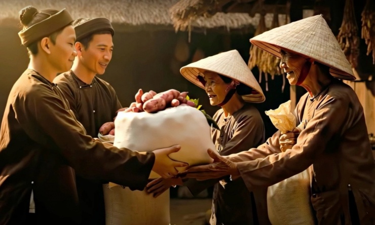 Cảnh người dân nhường cơm sẻ áo trong MV xuất hiện cánh tay dư thừa. 