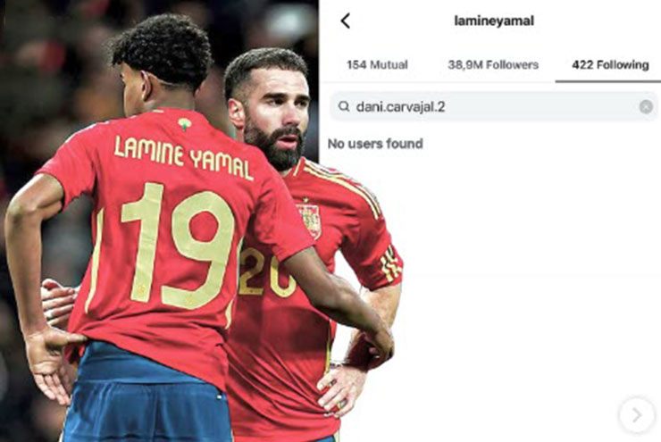 Yamal bỏ theo dõi Carvajal trên Instagram và Carvajal cũng "đáp lễ"