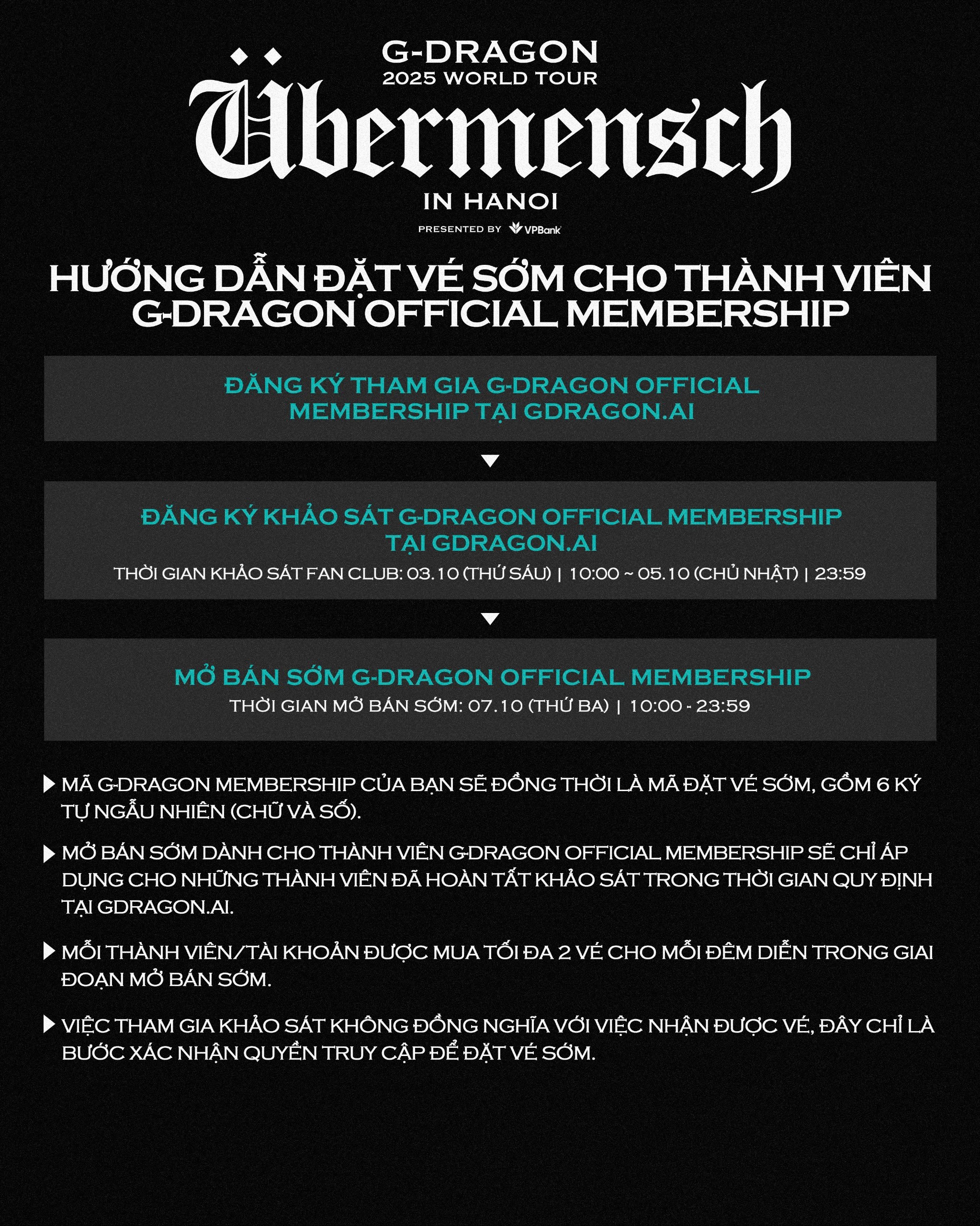 G-DRAGON 2025 WORLD TOUR&nbsp;[Übermensch]&nbsp;TẠI HÀ NỘI, đồng hành bởi&nbsp;VPBank