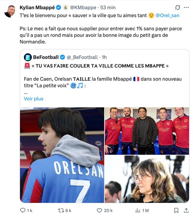 Mbappe phản ứng gay gắt sau khi bị rapper Orelsan mỉa mai trong ca khúc mới