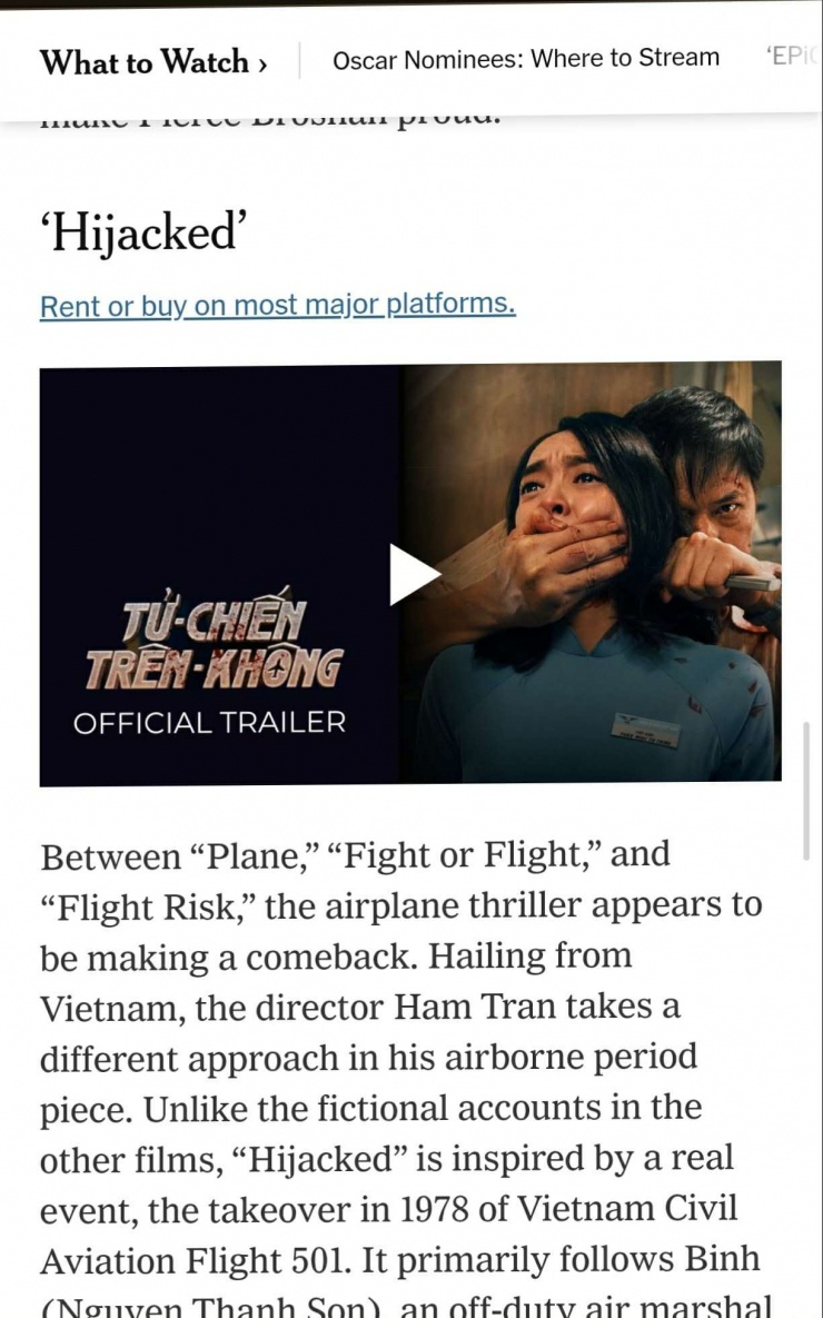 Hình ảnh Tử chiến trên không trên The New York Times. Ảnh: Chụp màn hình